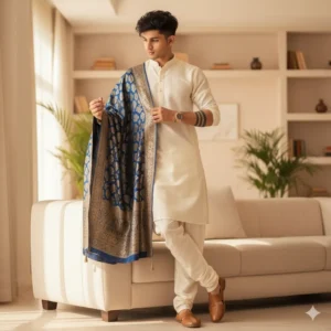 Viral Gemini Photo Prompt for Boys – Luxury Kurta & Stylish Dupatta Look