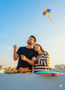 New 20 Makar Sankranti Stylish Couple Gemini Photo Prompt